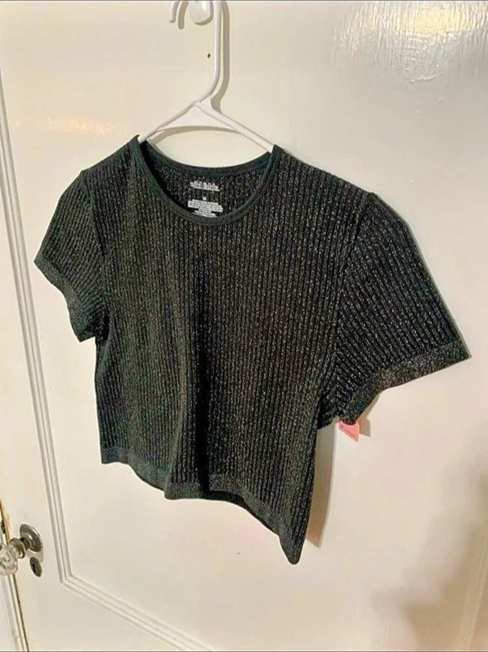 Wild Fable Ribbed Short Sleeve Top in Black Size Medium